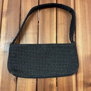 Mondani woven black baguette shoulder bag purse